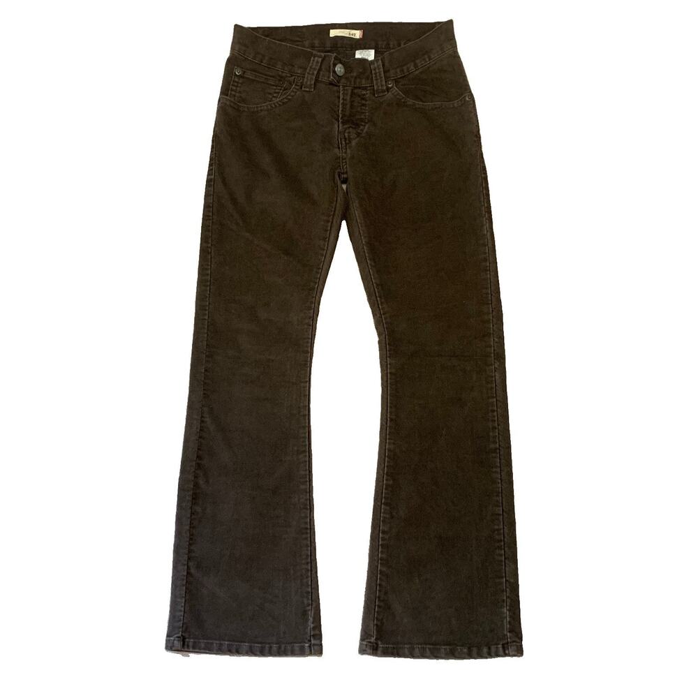 Levis 542 Low Flare Corduroy Pants 10 Flap Pocket Brown Y2K